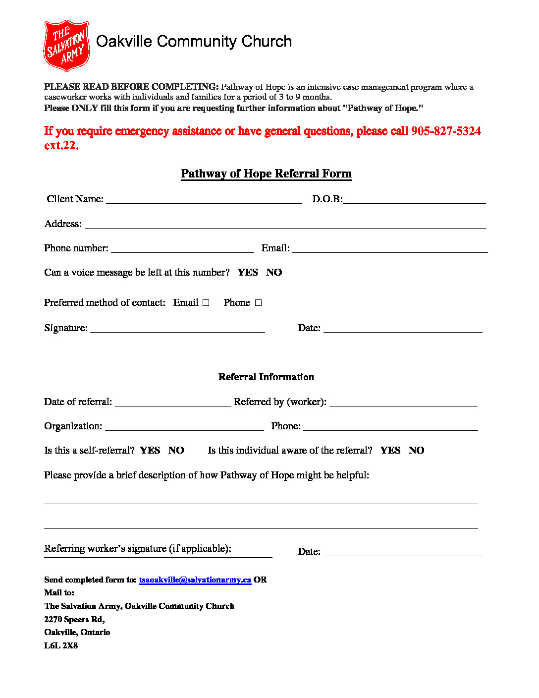 Download Pathway Of Hope Printable Referral Form